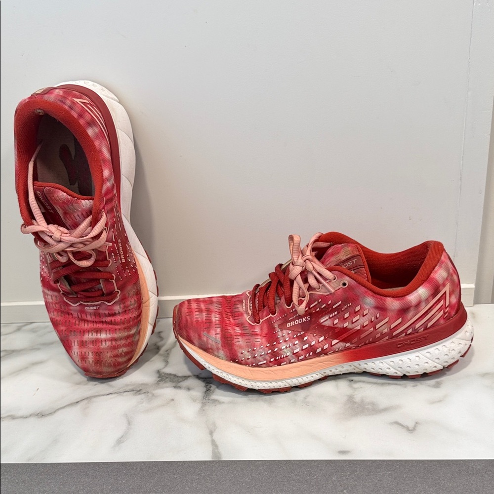Brooks Women's Coral-Red Athletic Running Shoes Red Space Dye 5.5